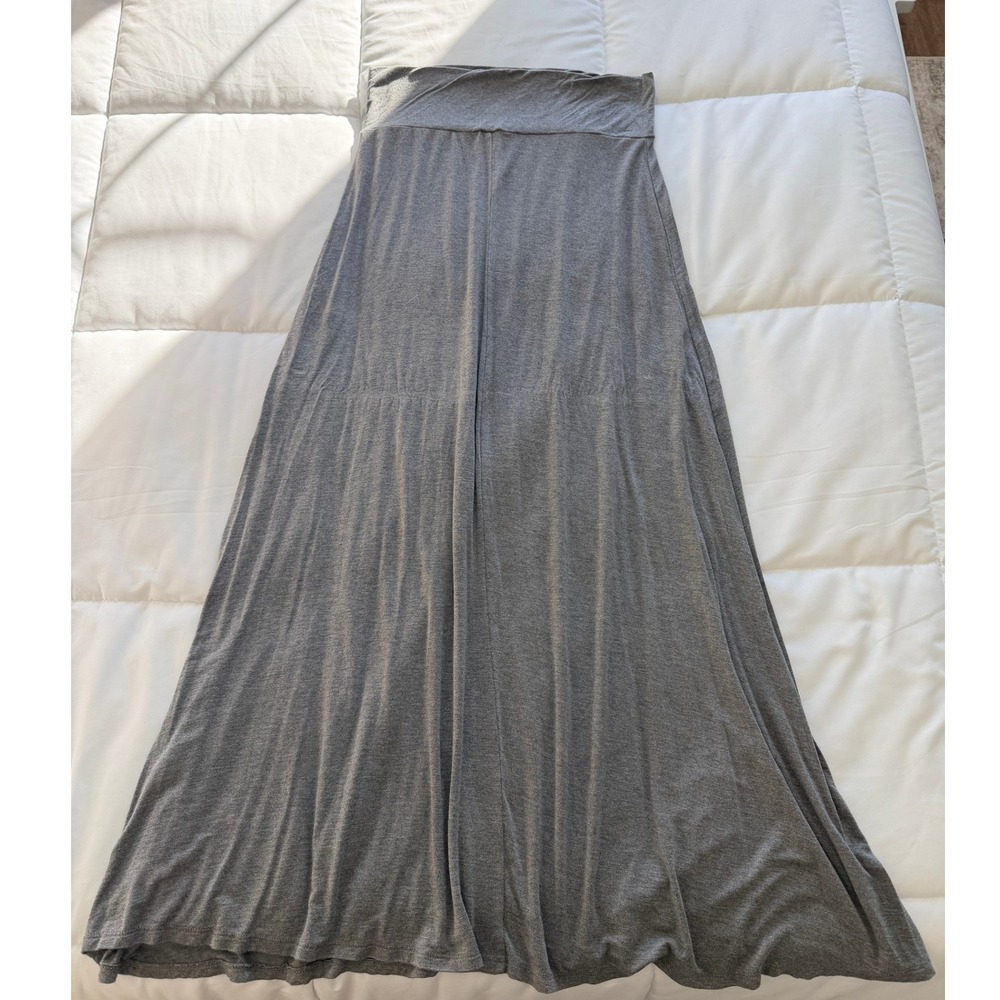Lock and Love Heather Gray Modal Fold Over Waist Maxi Skirt XL WB670